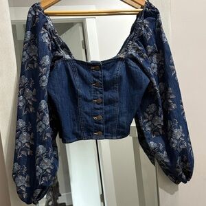 Wrangler retro denim/floral top